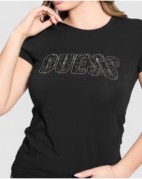 GUESS - Crew Neck Short Sleeve Logo Lace T-Shirt