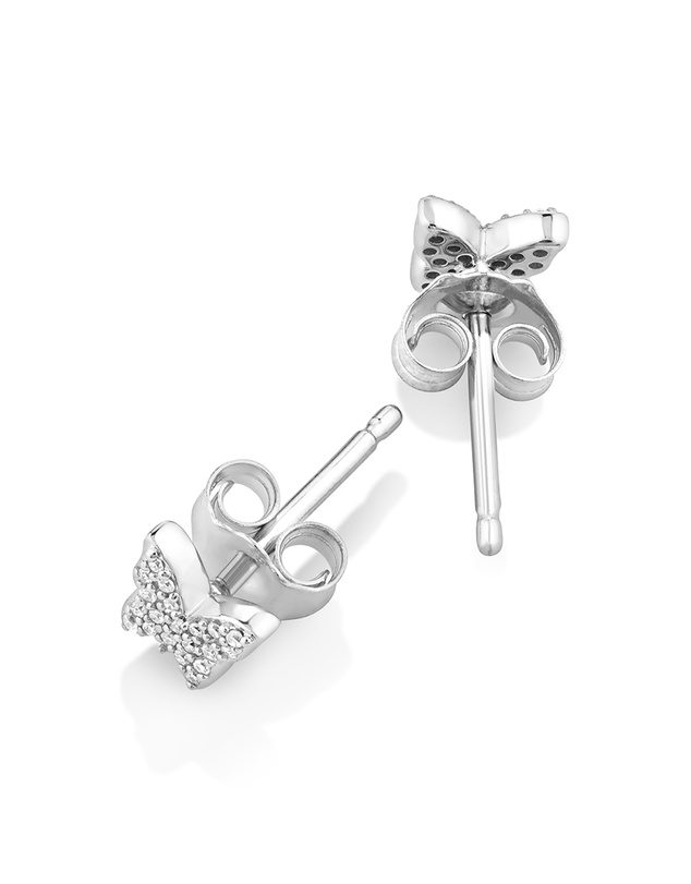 Michael Hill - Mini Butterfly Earrings with Diamonds in Sterling Silver