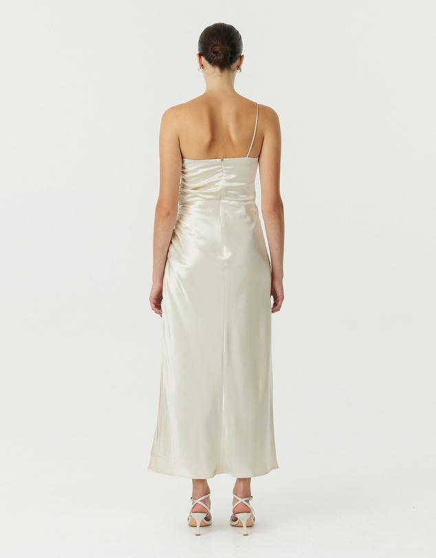 Third Form - Satin Gather One Shoulder Dress