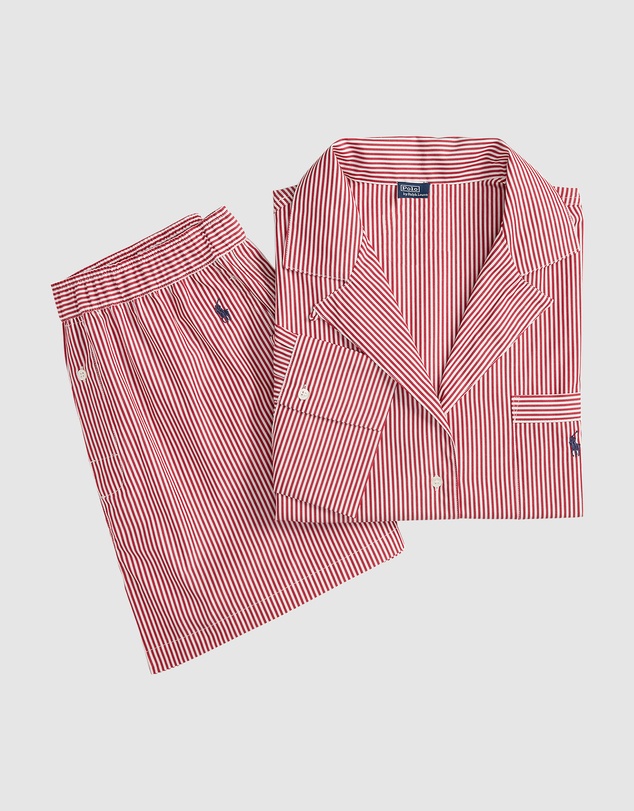 Polo Ralph Lauren - Shirting Stripes Crop Top & Boxer Short Cotton Pyjama Set