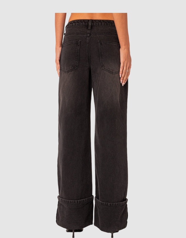 EDIKTED - Vesper Cuffed Low Rise Jeans