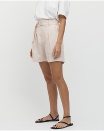 FRIEND of AUDREY - Émilion Linen Belted Shorts