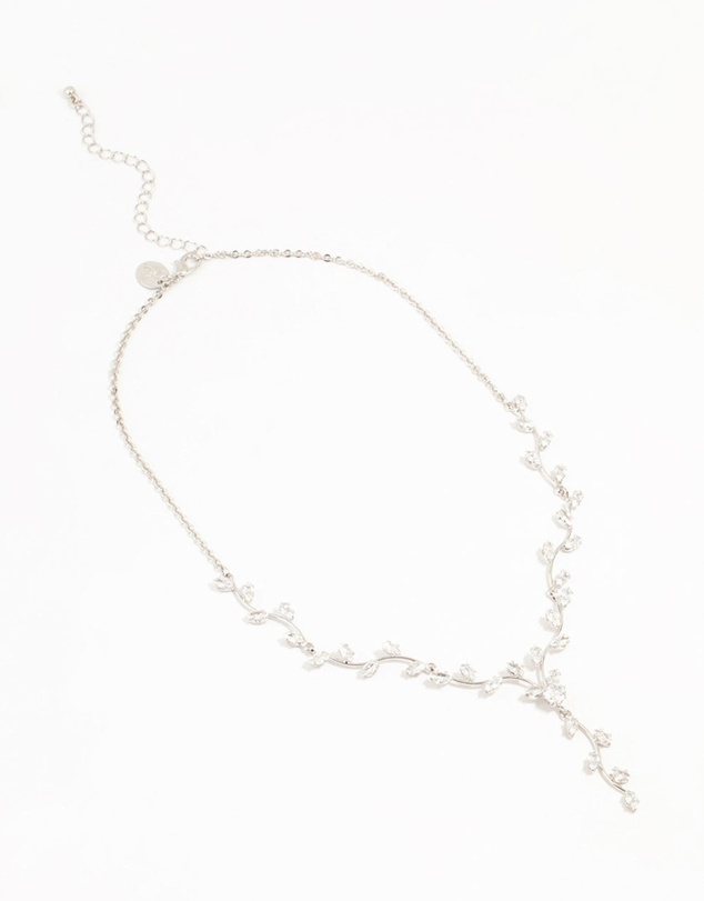 Lovisa - Silver Cubic Zirconia Vine Y-Necklace