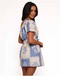 Petal & Pup - Dylan One Shoulder Mini Dress - Blue Dahlia