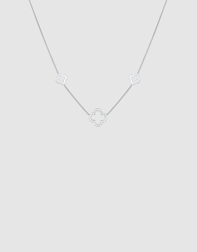Elli Jewelry - Cloverleaf Zirconia Necklace in 925 Silver