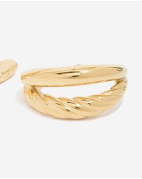 Lovisa - Waterproof Gold Plated Stainless Steel Ribbed Illusion Hoop Earrings