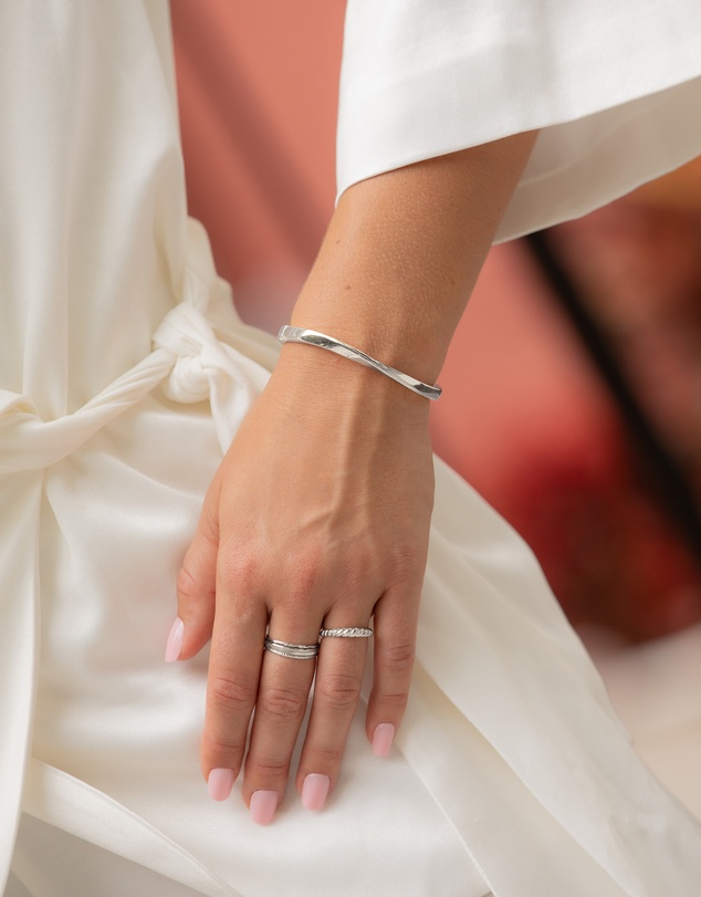 Mestige - Sienna Asymmetrical Bangle - Silver Plated