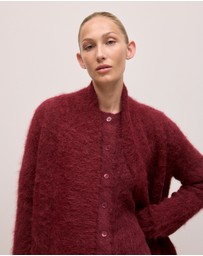 Trenery - Brushed Alpaca Longline Cardigan in Red Mahogany
