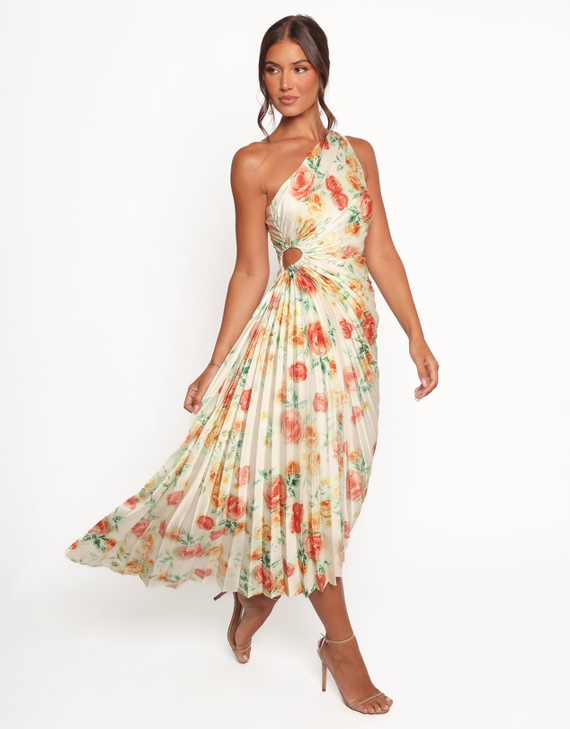 Petal & Pup - Kleo One Shoulder Maxi Dress - Yellow Floral