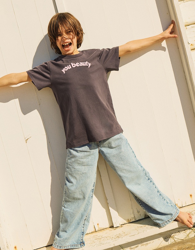 Skwosh - You Beauty Kids Slang Tee in Charcoal