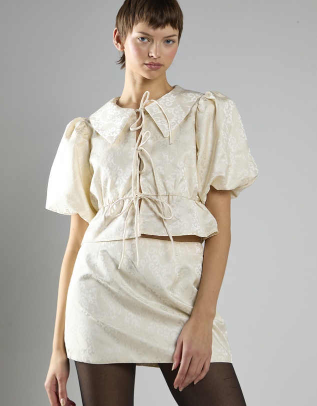 Glamorous - Cream Brocade A-Line Mini Skirt