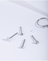 Lovisa - Silver Surgical Steel Mixed Nose Piercing 6-Pack