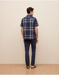 Trenery - Seersucker Check Camp Shirt in Navy