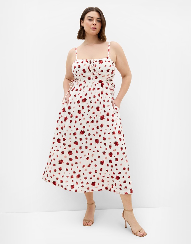 City Chic - Plus size Anna Rose Print Maxi Dress - ivory