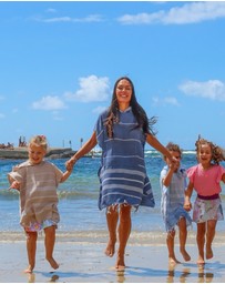 Tolu Australia - Adult Hooded Beach Towel in Navy Stripes – Quick-Dry Swim Poncho for Swimming & Surfing