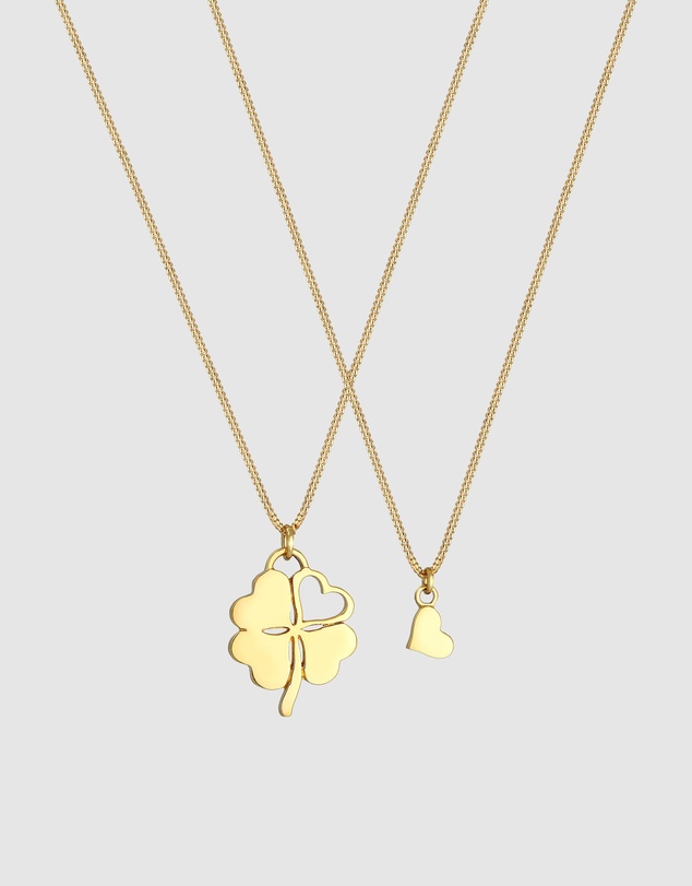 Elli Jewelry - Heart Mother and Daughter Necklace Set in Gold-Plated 925 Silver