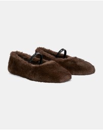 ARKET - Faux-Fur Mary Jane Flats