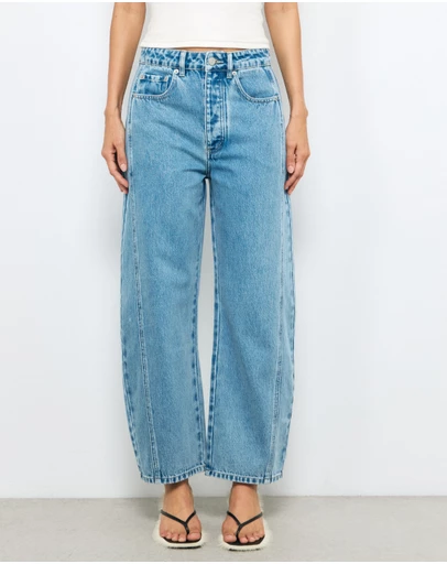 AERE - Mid Rise Barrel Leg Jeans
