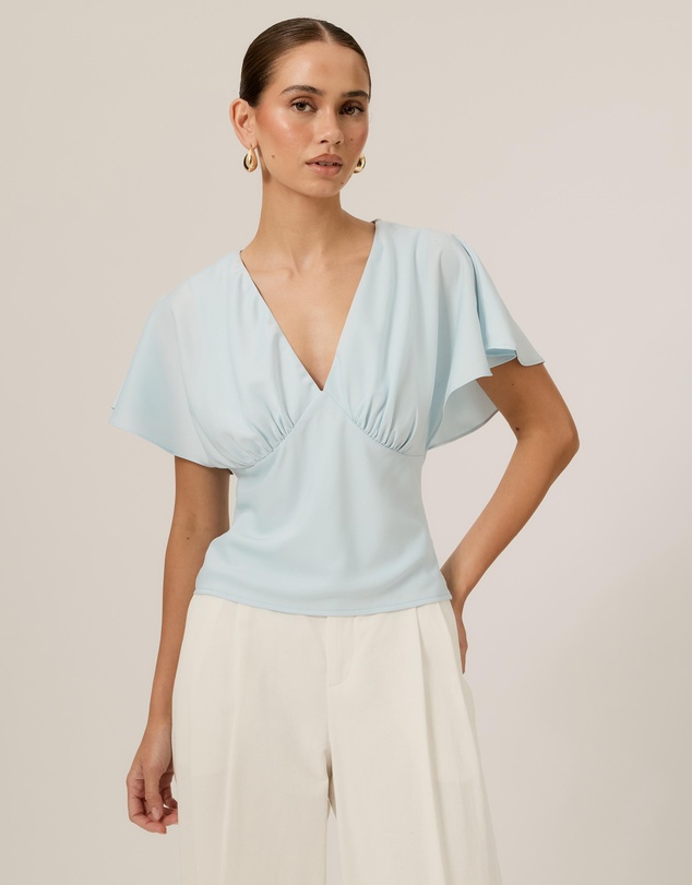 Tussah - Genevieve Flutter Sleeve Satin Top