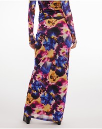 Dazie - Midnight Bloom Mesh Maxi Skirt