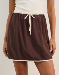 Atmos&Here - Jade Linen Blend Contrast Mini Skirt