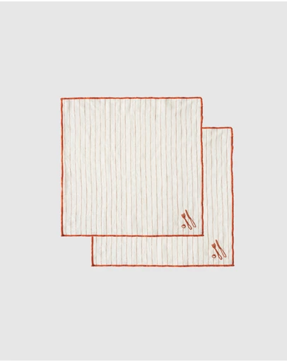 Black Blaze - Embroidered Linen Napkin Set