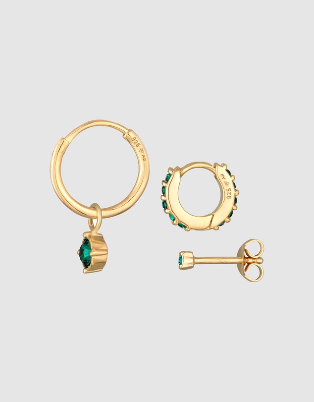 Elli Jewelry - Crystal Earring Set in Gold-Plated 925 Silver