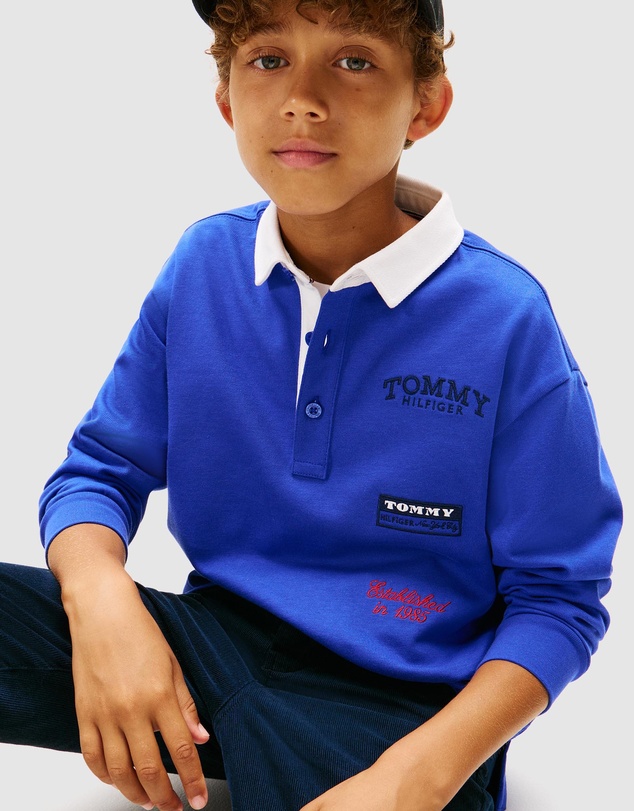 Tommy Hilfiger - Logo Embroidery Long Sleeve Polo Shirt - Kids