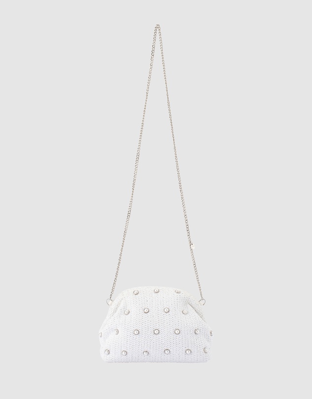 Olga Berg - Kaia Studded Woven Clutch