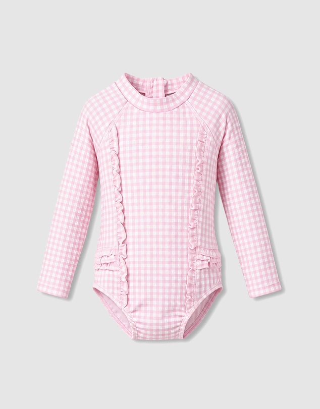 Minihaha - Pink Gingham LS Sunsuit - Kids-Teens