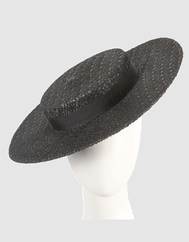 Max Alexander - Black lace-covered Boater Hat