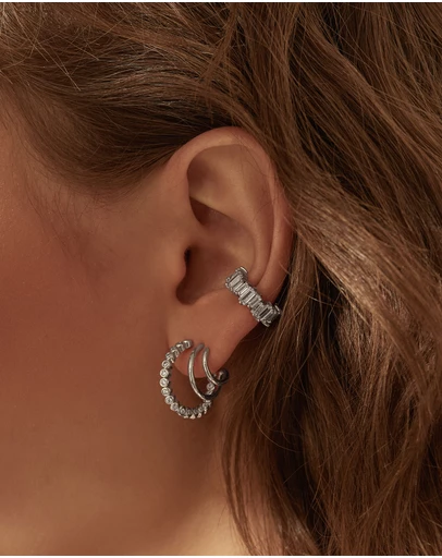 Wanderlust + Co - Triple Pave 13mm Hoop Earrings