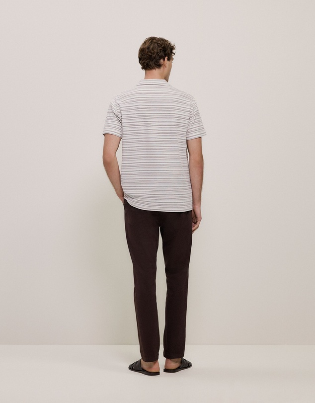 Trenery - Jacquard Stripe Polo in White