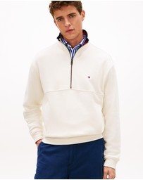 Tommy Hilfiger - Colour-Blocked Collar Terry Half-Zip Jumper