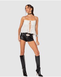 EDIKTED - Chelsea Tie Front Eyelet Tank Top
