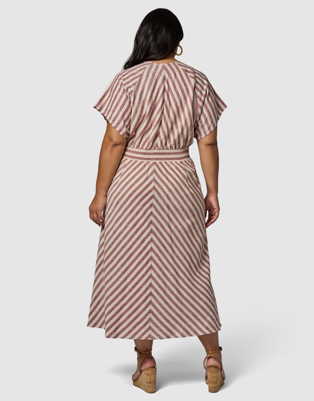 Something 4 Olivia - Allegra Linen Stripe Midi Dress