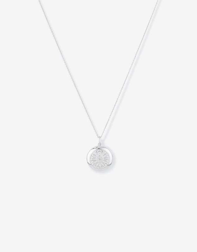 Michael Hill - Diamond Accent Engraved Round Locket With Chain in Sterling Silver