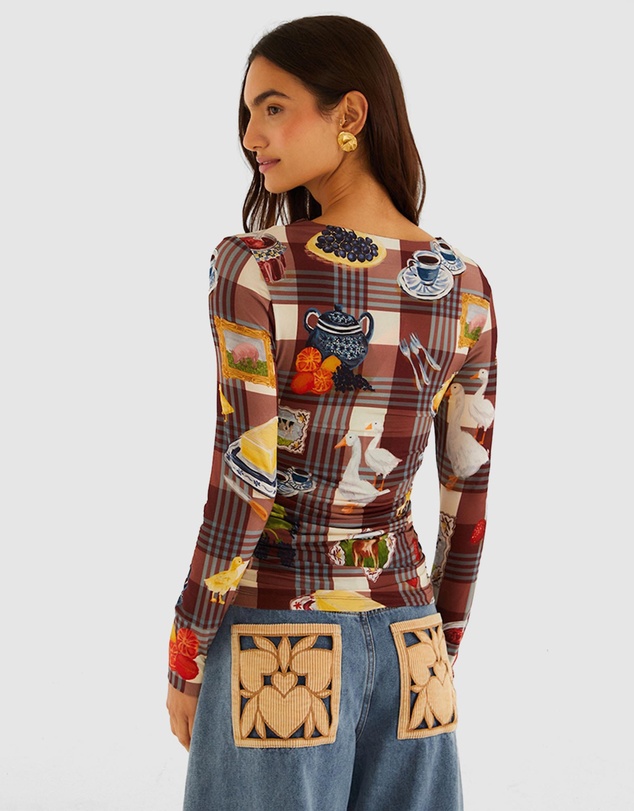 Farm Rio - Country Table Tartan Jersey Blouse