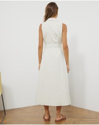 Atmos&Here - Magdalena Linen Blend Tailored Midi Dress