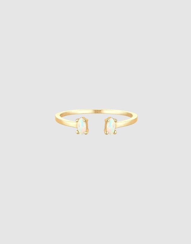 Elli Jewelry - Opal Oval Band Ring in Gold-Plated 925 Silver
