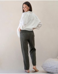 Angel Maternity - Pamela Linen Tailored Maternity Pants in Khaki
