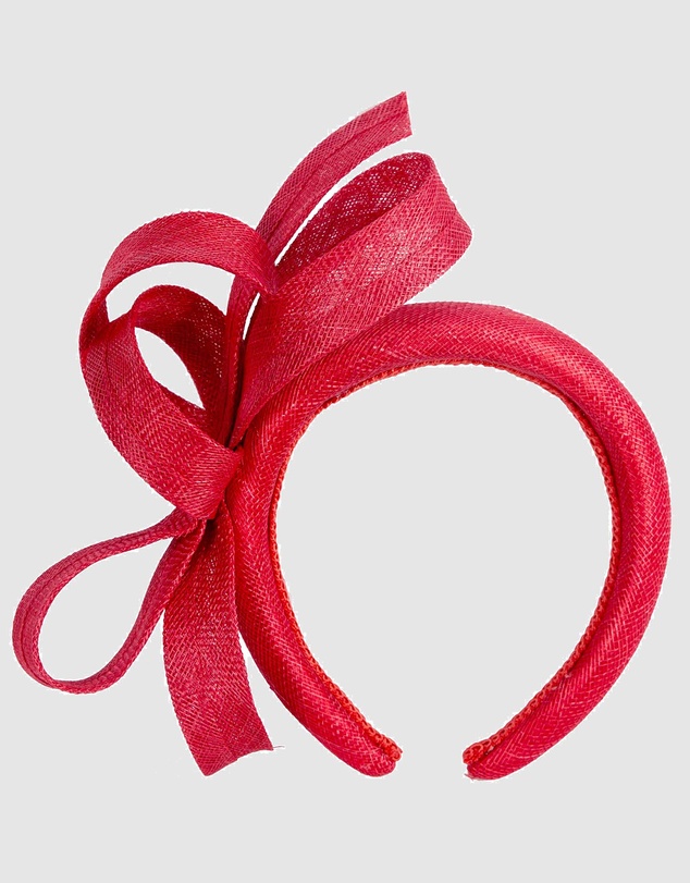 Max Alexander - Red Sinamay Bow Racing Fascinator Headband