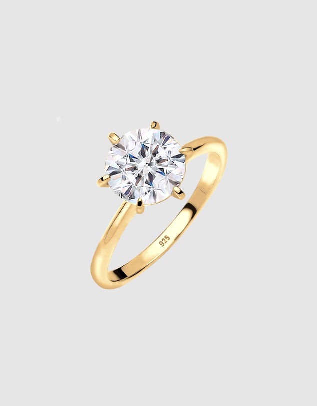 Elli Jewelry - Ring 925 Sterling Silver Gold Plated Crystal