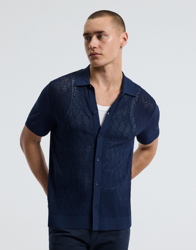 Calibre - Cable Short Sleeve Knit Shirt Royal Blue