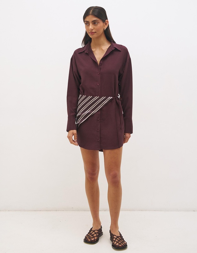 MON RENN - Elira Scarf Shirt Dress