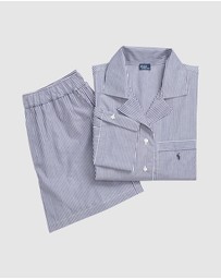 Polo Ralph Lauren - Shirting Stripes Crop Top & Boxer Short Cotton Pyjama Set