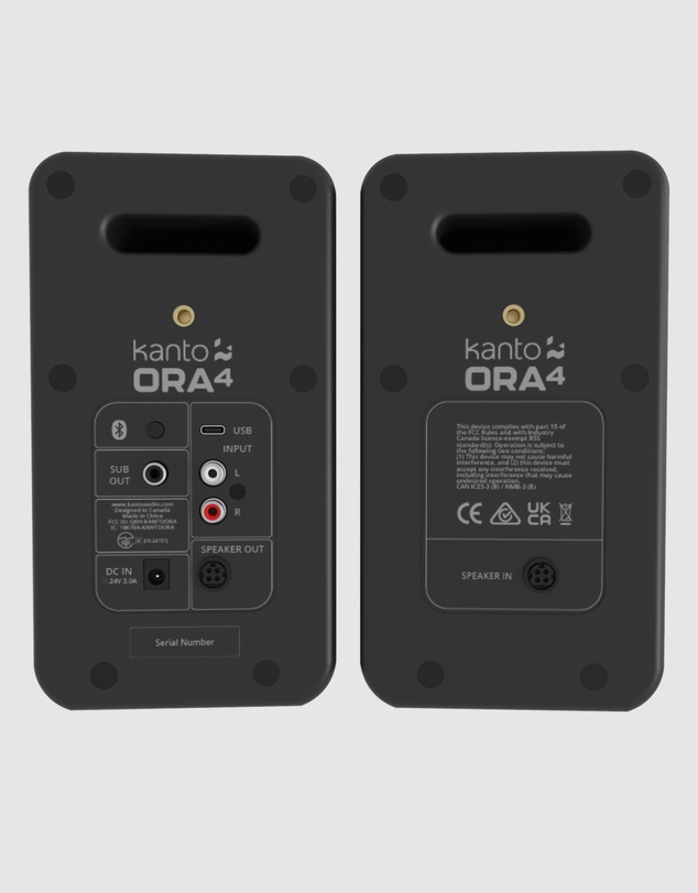 iWorld - Kanto ORA4 140W Powered Reference Speakers with USB-C Input and Bluetooth - Black, Pair