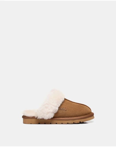 EVERAU - Australian Shepherd Ugg Muffin Slipper Cow Suede Upper House Shoes