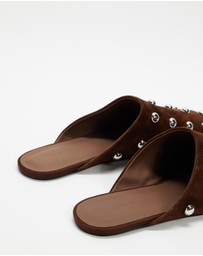AERE - Lola Suede Stud Flats