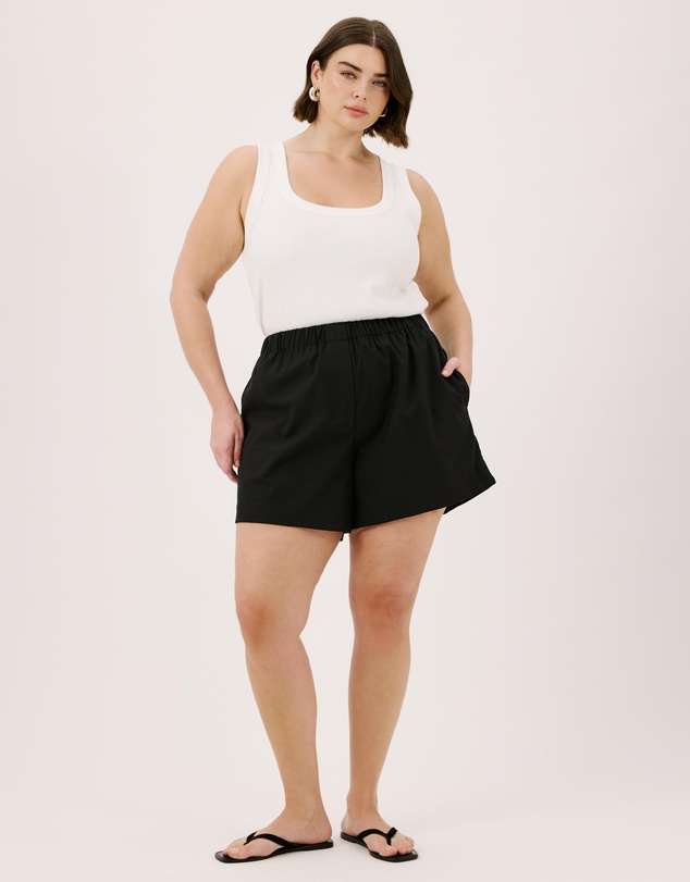 Atmos&Here Curvy - Lana Everyday Linen Shorts With Mock Fly Detail In Eu Flax Linen